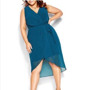 City Chic Teal Sexy Tie Dress